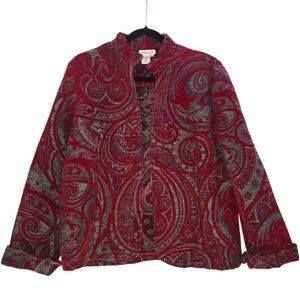 VTG Coldwater Creek Tapestry Blazer Jacket Sz Medium Open Front Paisley Western